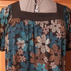 Blouse with Teal flowers 2X
